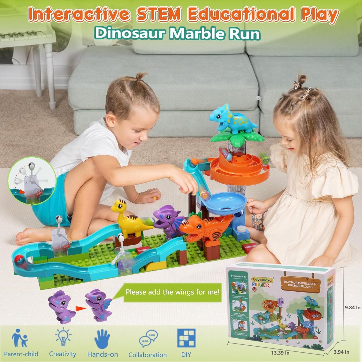 Marble Run Building Blocks for Kid: 3 4 5 6 8 Year Old Montessori Education Preschool STEM Toy - Age 4-8 Kids Creative Puzzle Marbles Track - Christmas Birthday Gifts for Boys Girls