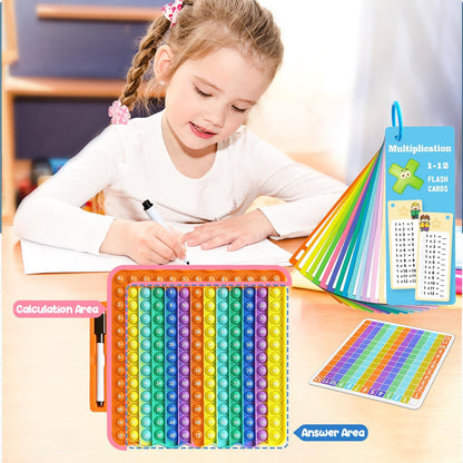 Multiplication Flash Cards + Pop Fidget Multiplication Chart, Times Table Educational Flashcard 3rd Grade, 4th, 5th, 6th Grade