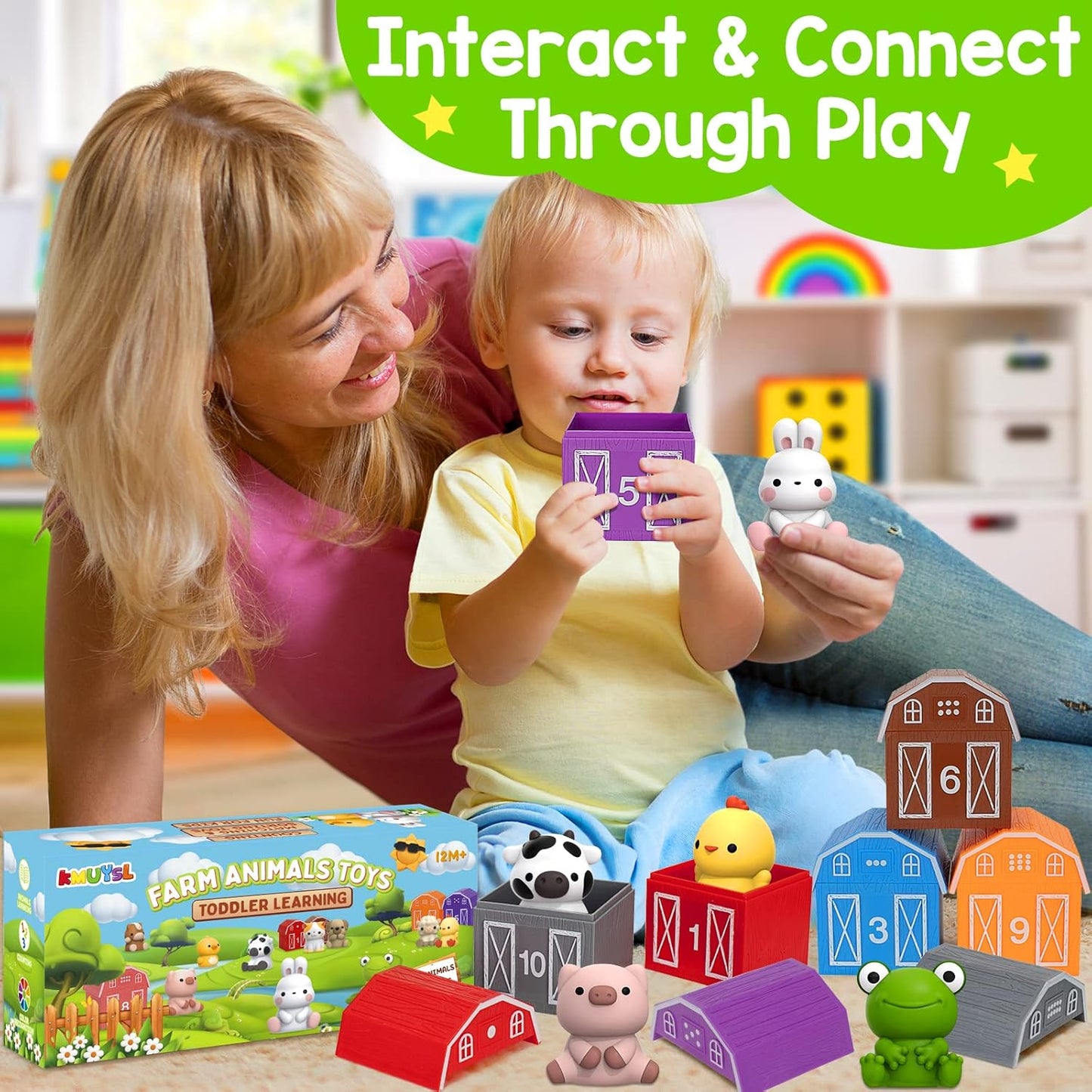 Learning Toys for 1,2,3 Year Old, 20 Pcs Safari Animals Toy, Counting Skill, Color Matching, Montessori Toys, Christmas Birthday Easter Educational Gift for Baby Toddler Boys Girls Age 12-18 Months