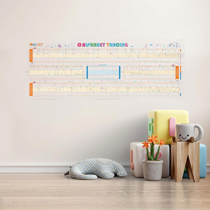 Dry Erase Handwriting Practice for Kids – 39.4×16” Large Clear Lined Dry Erase Board, Whiteboard with Lines that Sticks to Any Surface