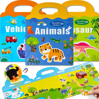 Magnetic Playset Portable Playboard, Cute Farmhouse Animal Reusable Magnets Sticker Books for Toddlers 3-5 Years, 34 PCS Refrigerator Magnets for Kids Girls Boys Perfect Preschool Learning Travel Toy