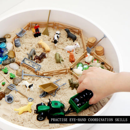 Sensory Bin Activity Set for Kids, Montessori & Reggio Inspired Classroom Materials, Small World Play Kit (ON The Farm)