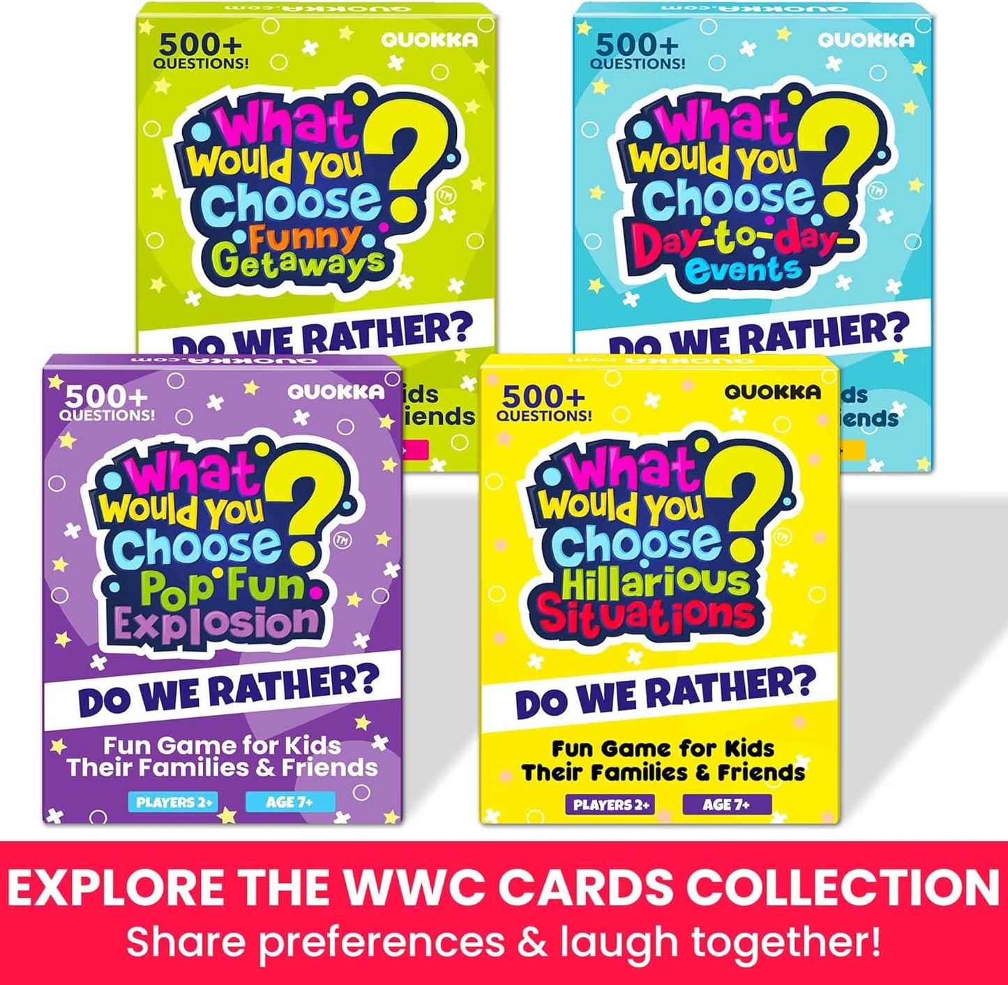 QUOKKA Board Games for Kids 8-12 – Family Games for Kids and Adults – What Would You Choose – 500+ Questions – Original Edition – Fun Card Game for Family Night