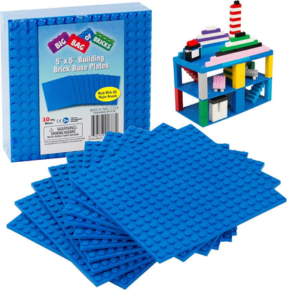 Classic Baseplates for Building Bricks - Set of 10 Sand 5"x5" Building Plates- Dual Connectivity, Build on Both Sides- Compatible, Tight Fit w Major Brands- Creative STEM Toy & Kids Bday Gift (Sand)