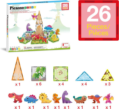 PicassoTiles Magnetic Tiles Magnet Tile Building Blocks Marine Animal World Themed Set with 8 Ocean Character Action Figures STEM Learning Toy Construction Toddlers Boys Girls Ages 3+ PTQ25