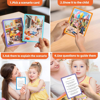 Speech Therapy Materials, Who What Why Conversation Cards for Kids – Learning Game for Social Skills, Emotional Intelligence & Critical Thinking, Sequencing Game & Articulation Materials, Ages 4+