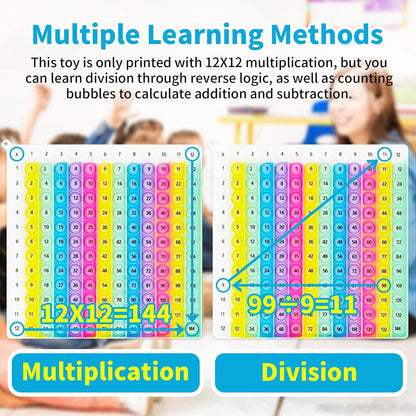 12x12 Multiplication Chart Pop Toy Board, Math Games for Kids, Educational Math Manipulatives, Classroom Learning Supplies, Stress Relief Fidget Toy for Kids & Adults with Anxiety