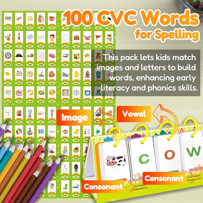 Kids Learning Calendar Set - Sentence Building Pocket Chart, Descriptive Word Games Flash Cards for Phonics Practice, Puzzle Pocket Chart for Classroom Homeschool Kindergarten (Sentence)