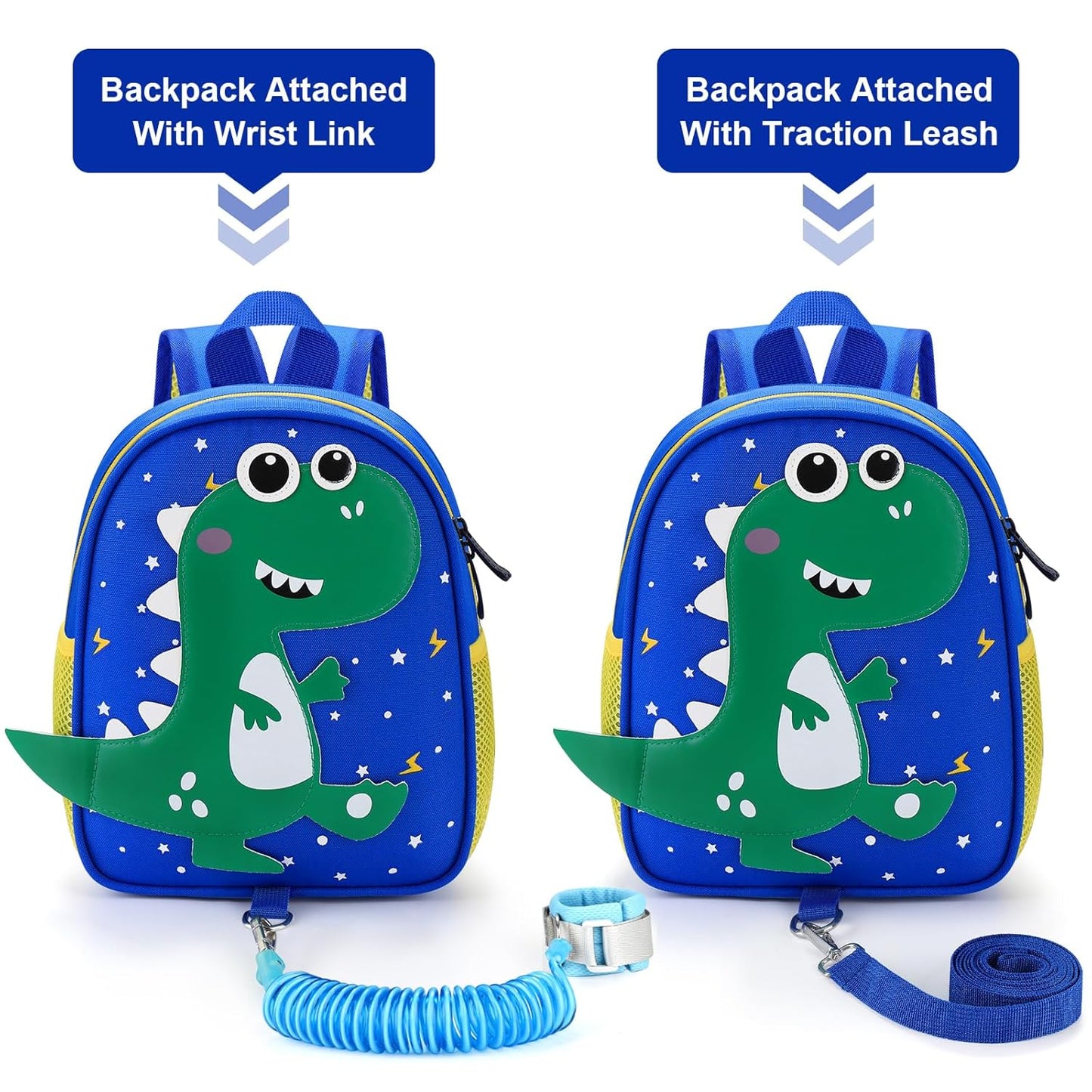 Accmor Toddler Backpack Leash with Anti Lost Wrist Link, Cute Dinosaur Kids Backpacks for Boys Aged 1-3, Mini Baby Bag Tether Walking Harness Wristband Keep Child Close Rope Rein for Travel Outdoor