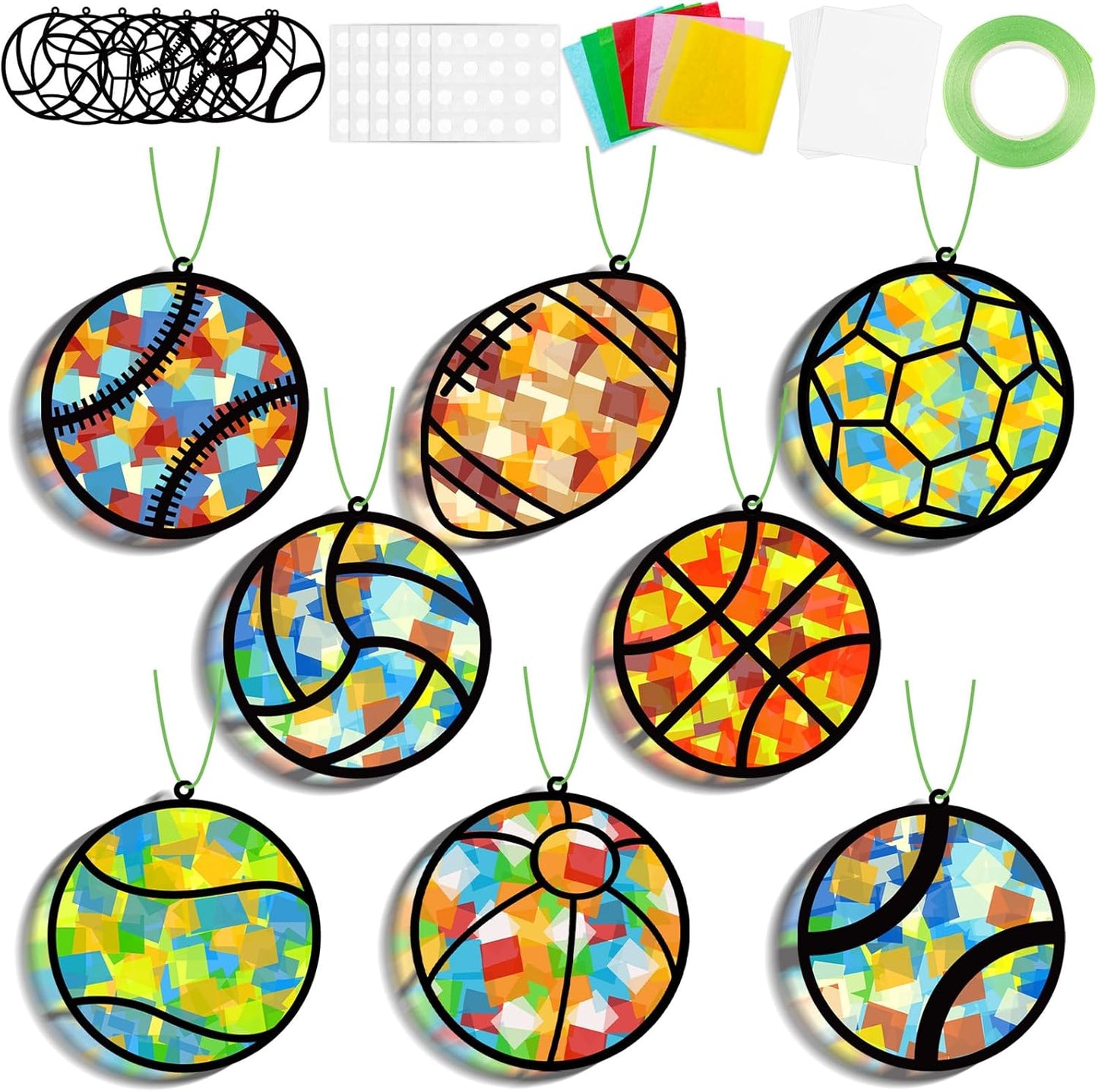 32 Sets Outer Space Suncatchers Craft Kit DIY Window Stained Glass Effect Planet Astronaut Alien Paper Crafts Home School Classroom Decoration Kid Birthday Gift Creative Art Project Activity Game - Colors B