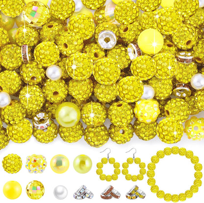 300 Pcs Diamonds Beads for Jewelry Making, Included 10 mm Red Rhinestone Beads for Bracelets, Bubblegum Bead for Pen Making, Pearl and Spacer Bead for Bracelet Necklace Earring Crafting