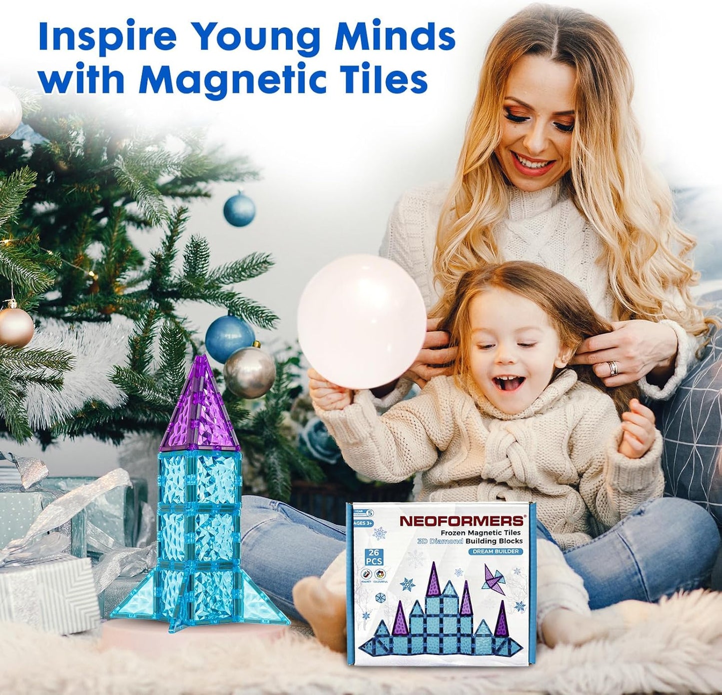 Magnetic Tiles, 96PCS Magnetic Block Toddler Toys with 2 Cars, 3D Clear Magnet Building Tiles Set, STEM Educational Toys for Kids 3-9 Years