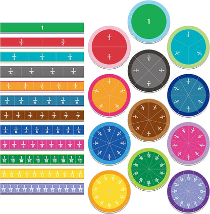 156 PCS Magnetic Fraction Tiles Circles, Educational Math Magnets Learning Manipulative Fraction Bars Set for Preschool Elementary School