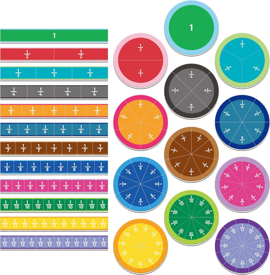 156 PCS Magnetic Fraction Tiles Circles, Educational Math Magnets Learning Manipulative Fraction Bars Set for Preschool Elementary School