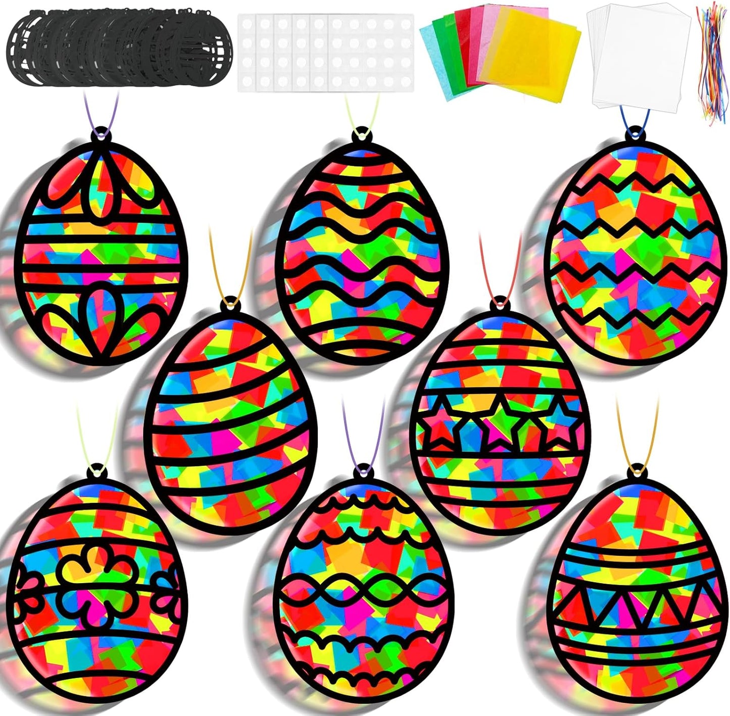 Lonfliness 32 Sets Solar System Suncatchers Crafts Kit DIY Outer Space Window Stained Glass Effect Paper Planet Home School Classroom Decoration Art Craft Creative Activity Project Gift Favor