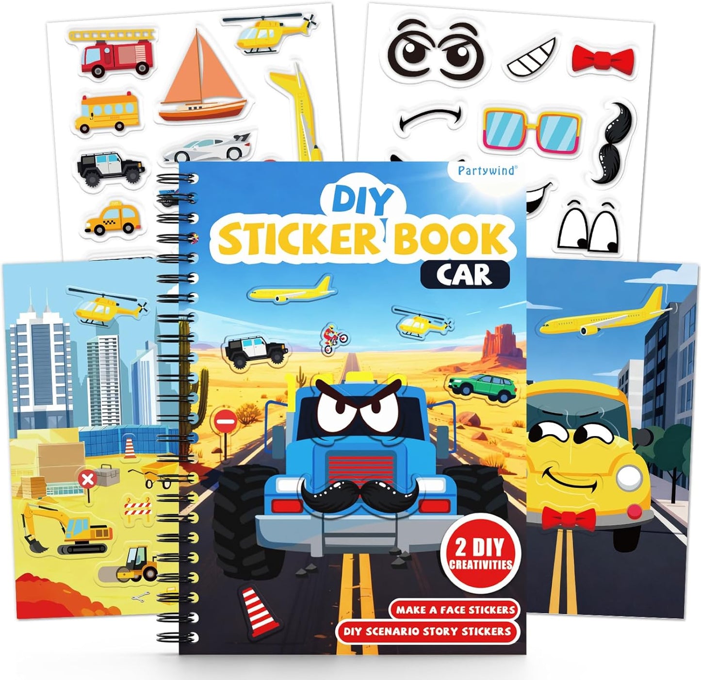 Animals Reusable Sticker Book for Toddlers, DIY Make-a-face Animals Jelly Fun 3D Stickers, Washable Puffy Stickers for Kids Toys, Airplane Road Trip Travel Activities Essentials for Kids 3 4 5 Years