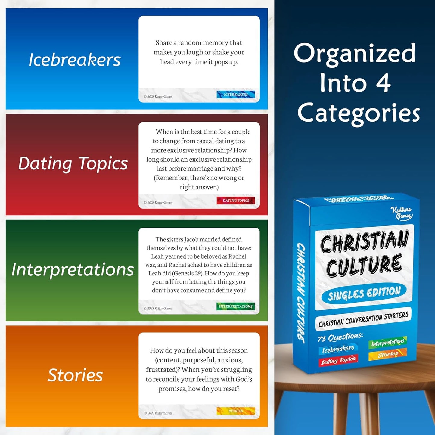Kulture Games - Bible Conversation Cards for Kids - Christian Family Games - Faith Based Educational Card Games - Sunday School Christian - Gifts Learning - Ages 6+