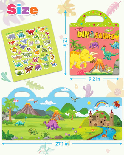 Benresive Reusable Sticker Books for Toddlers, Fun Travel Stickers for Kids, Toddler Sticker Book, Crafts Activities for Toddlers, 3 and Up Birthady Gifts - Vehicle