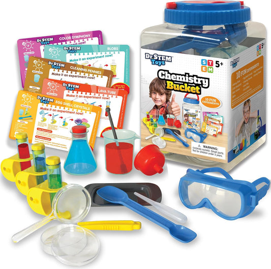 Dr. STEM Toys - Kids First Chemistry Set Science Kit | 29 Lab Elements Includes 10 Easy Experiments | Safe and Non-Toxic Ideas for Kids | Stem Experiments, Learning & Educational Toys