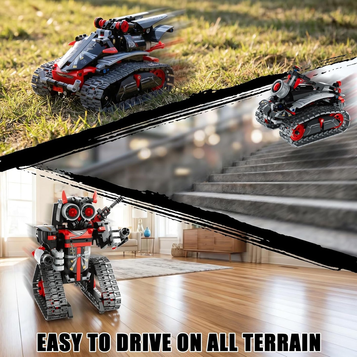 STEM Robot Building Kit, 3 in1 Remote & App-Controlled Robotic Toys, Robot Building Blocks Set with LED Eyes & Sound, Christmas Birthday Gifts for Boys Girls Age 6 7 8 9 10 11 12+ Year Old (433 Pcs)