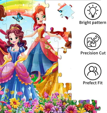 Princess Castle Jigsaw Puzzles for Girls Ages 6-8, 200 Piece Jigsaw Puzzle with Rainbow & Fairytale Scenery, 1:1 Reference Poster Included, for Kids Ages 4-6 8-10