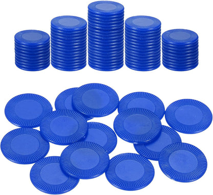 uxcell 100Pcs Plastic Poker Chips, 1 Inch Mini Bingo Chips Learning Counters Counting Counters Disks Markers Opaque Game Tokens for Game Play Math Counting, Blue, Pattern