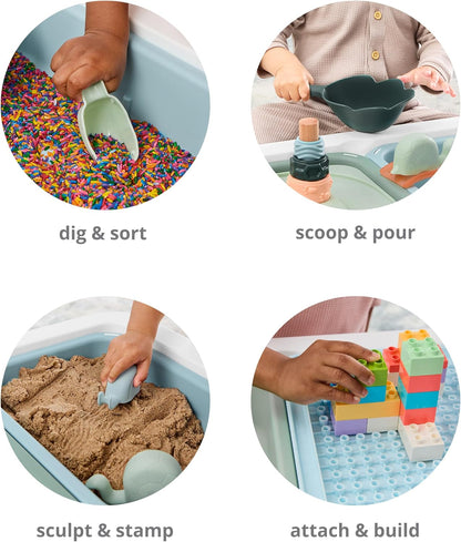 Skip Hop Discoverosity 3-in-1 Toddler Sensory Table with 13 Nature-Inspired Sensory Tools 8-Page Activity Guide 2 Bins and 2 Convertible lids, Age 18m+