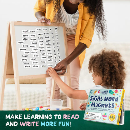 632 Sight Word Magnets – Large .75" Tall Tiles to Learn Reading and Writing with Magnetic Fridge Words - Homeschool or Classroom Tool for Pre-K, Kindergarten, Grades 1-3