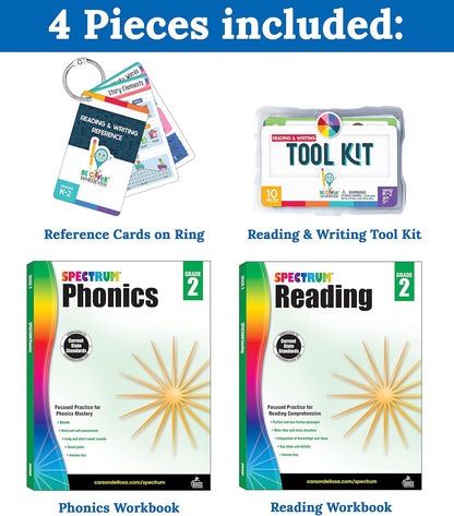 Carson Dellosa 531pc K-2 Literacy Bundle, Kindergarten, 1st Grade, 2nd Grade Phonics Posters, Bulletin Board Sets, Instructional Resources, Dry-Erase Manipulatives, Big Box of Sentence Building Game