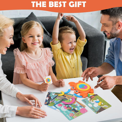 Crabzzle Educational Puzzles for Kids Ages 3+, 2-in-1 Match Picture Fraction Learning Brainteaser Toy