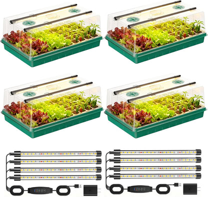 Adawook Seed Starter Trays with Grow Lights, Color Change Grow Lights for Seed Starting Kit, 3 Timming Set, Indoor Plant Growing Kit for Gardeners, Germination Trays Kits, Gardening Gifts (60 Cells)