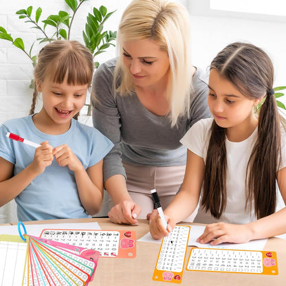15Pcs Multiplication Flash Cards 0-12, Time Table Flash Cards Chart with 2 Dry Erase Pens 1 Rings, Educational Math Multiplication Chart for 1st to 3rd Grades Fun Learning with Math Game