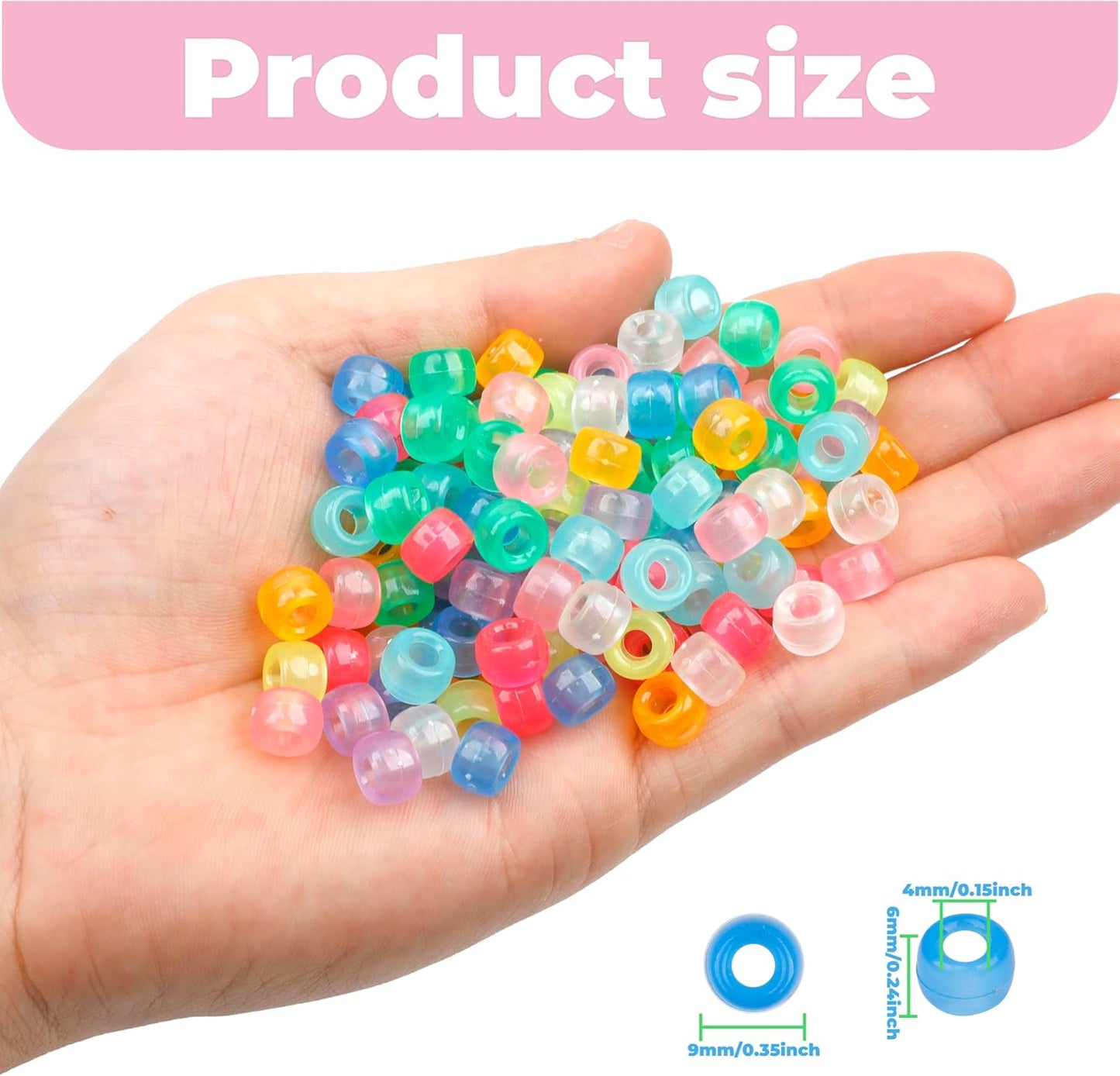 Auvoua 1000Pcs Pony Beads Bracelet 9mm Yellow Plastic Barrel Pony Beads for Necklace,Hair Beads for Braids,Key Chain,Jewelry Making (Yellow)