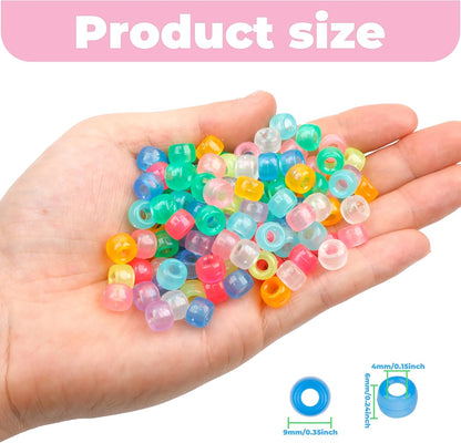 Auvoua 1000Pcs Pony Beads Bracelet 9mm Yellow Plastic Barrel Pony Beads for Necklace,Hair Beads for Braids,Key Chain,Jewelry Making (Yellow)