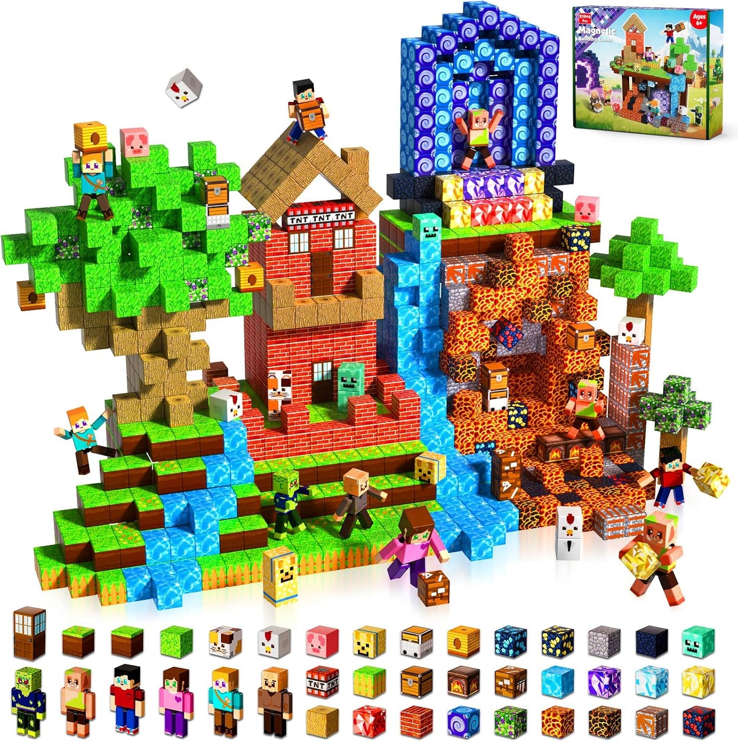 160 Pcs Magnetic Blocks - Magnetic Building Blocks for Kids Ages 4-8, Magnet Cubes Stacking Toy, Classroom STEM Toys, Birthday Gift for 3+ Year Old Boys Girls (Patent Pending)