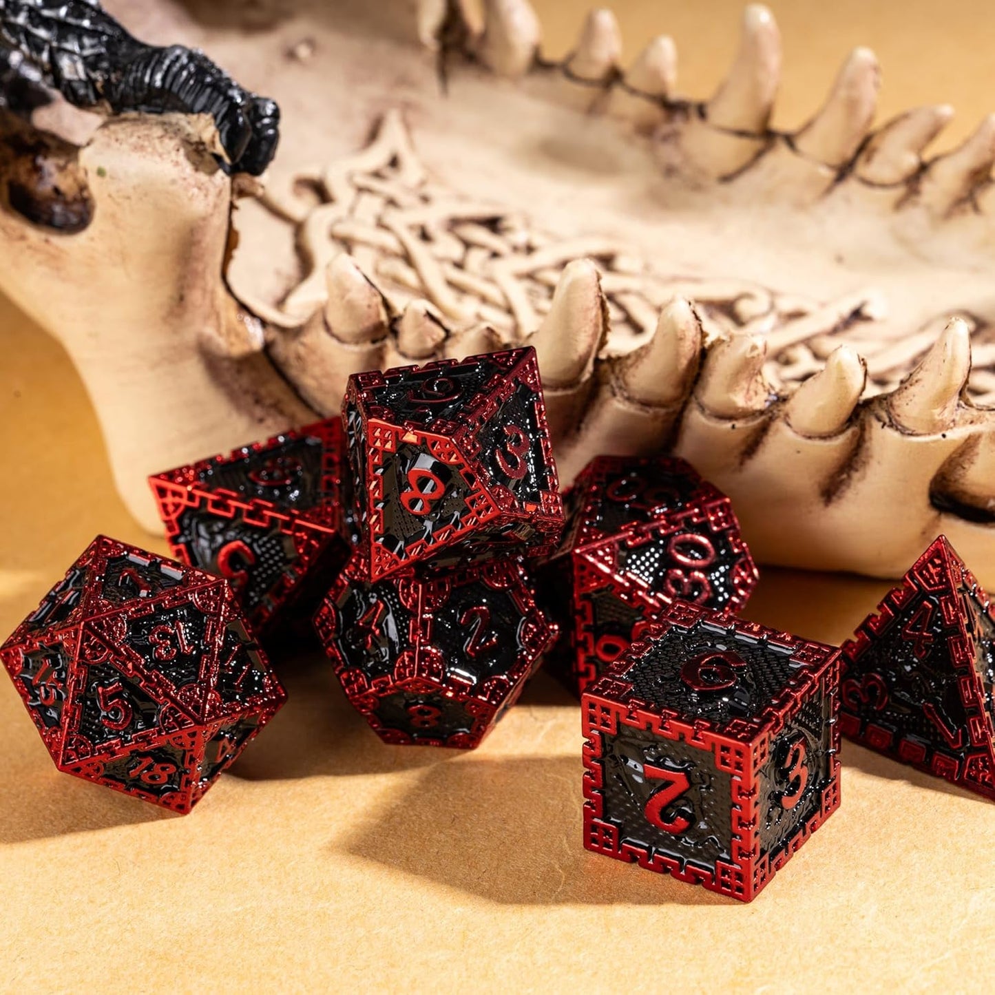 UDIXI Steampunk Metal Dice Set, 7 Die Polyhedral DND Dice Set for D&D Role Playing Game and Math Teaching (Ancient Copper)