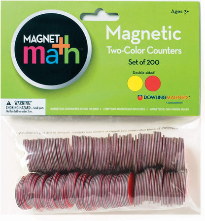Dowling Magnets Magnetic Two-Color Counters (Red/Yellow, 1 inch Diameter Each), Set of 200. Item 732190. Counters for Kids Math/Math Counters for Kids/Magnetic Math Manipulatives/Montessori Math