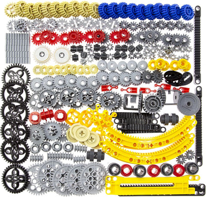 Habow 233pcs Technic-Parts Technic-Gears Axle-Pin-Connector Compatible with mainbrands Technic-Parts Cam Worm Cogs Gears Steering Parts Differential Engine Kit. MOC Pieces for Replacement Pieces.