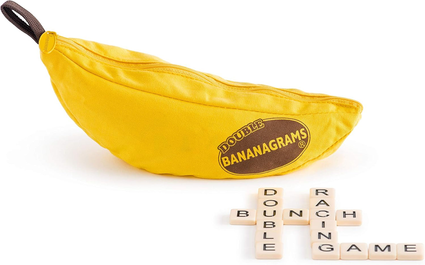 Bananagrams Classic Word Game – Fast-Paced Spelling & Anagram, Family & Travel Game , 144 Letter Tiles in Portable Banana Pouch, 1–8 Players, Educational Wordplay Fun for Ages 7+