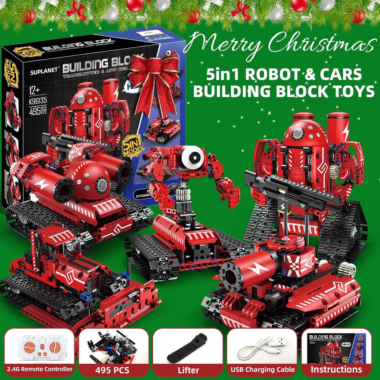 STEM Robot for Kids Ages 8-14, 5-in-1 Remote Control and APP Programmable Robot Toys - 720 Pcs DIY Building Science Educational Kit, Building Block Birthday Present for Teen Boys Girls