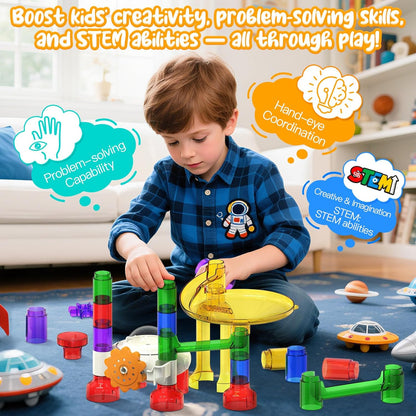 Motorized Marble Run - Marble Runs Stem Toys for Kids 4-8 8-12 - Construction Building Educational Space Toys 5-7 8-10 - Birthday for Boys and Girls