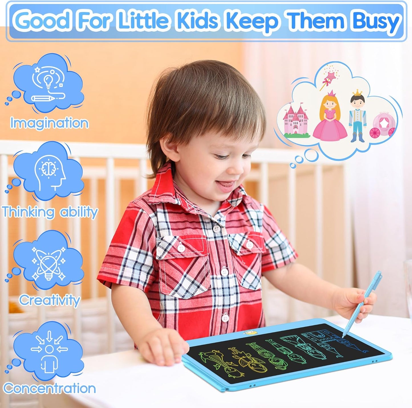 Hockvill LCD Writing Tablet for Kids, 16Inch Toys for Girls Boys Drawing Pad for 3 4 5 6 7 Year Old Kid, Toddler Doodle Board Christmas Birthday Gift for Kids，Erase Lock Writing Board