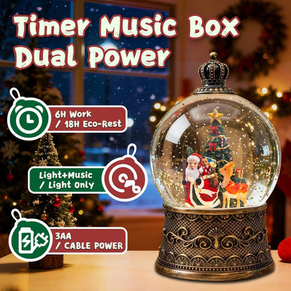 Christmas Snow Globes Lantern, Church and Christmas Tree Christmas Decorations Indoor, 6H Timer Battery & USB Powered Light Up Musical Snow Globes for Kids Women Adults Gift Thanksgiving Home Decor
