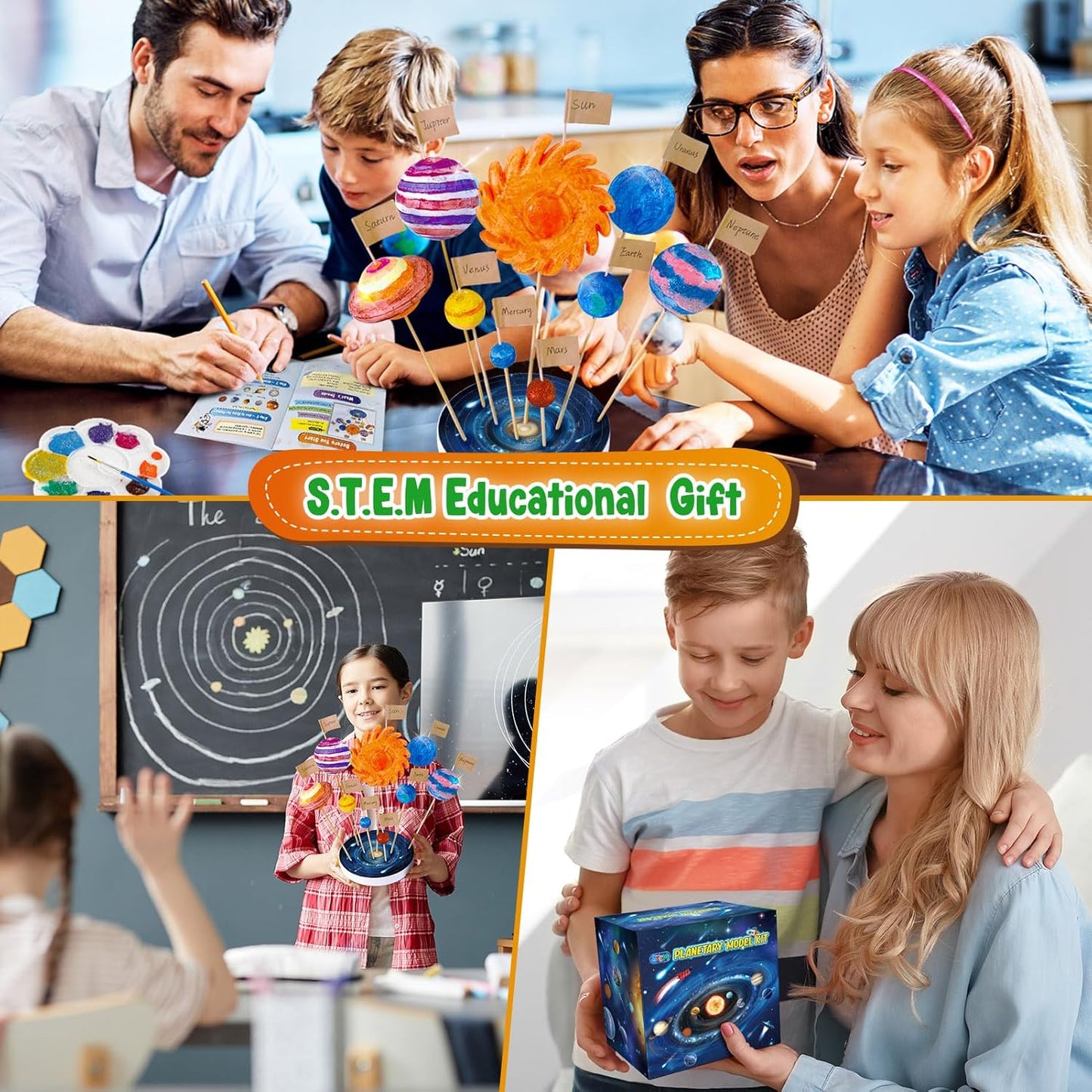 UNGLINGA Solar System Model Foam Ball Kit with 9 Size Foam Balls, Painting DIY Planets Toys for Kids Learn School Project Space Science S.T.E.M Educational Gift Idea for Boys Girls