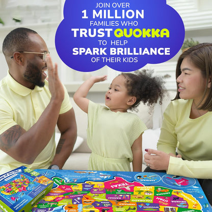 United States Puzzles for Kids Ages 4-6 - 70 Pcs USA Map Kids Puzzle with 50 Cards 400+ USA Facts - State & Capitals Floor Jigsaw Puzzles for Children 6-8 - Educational Toys Gift for Boys Girls