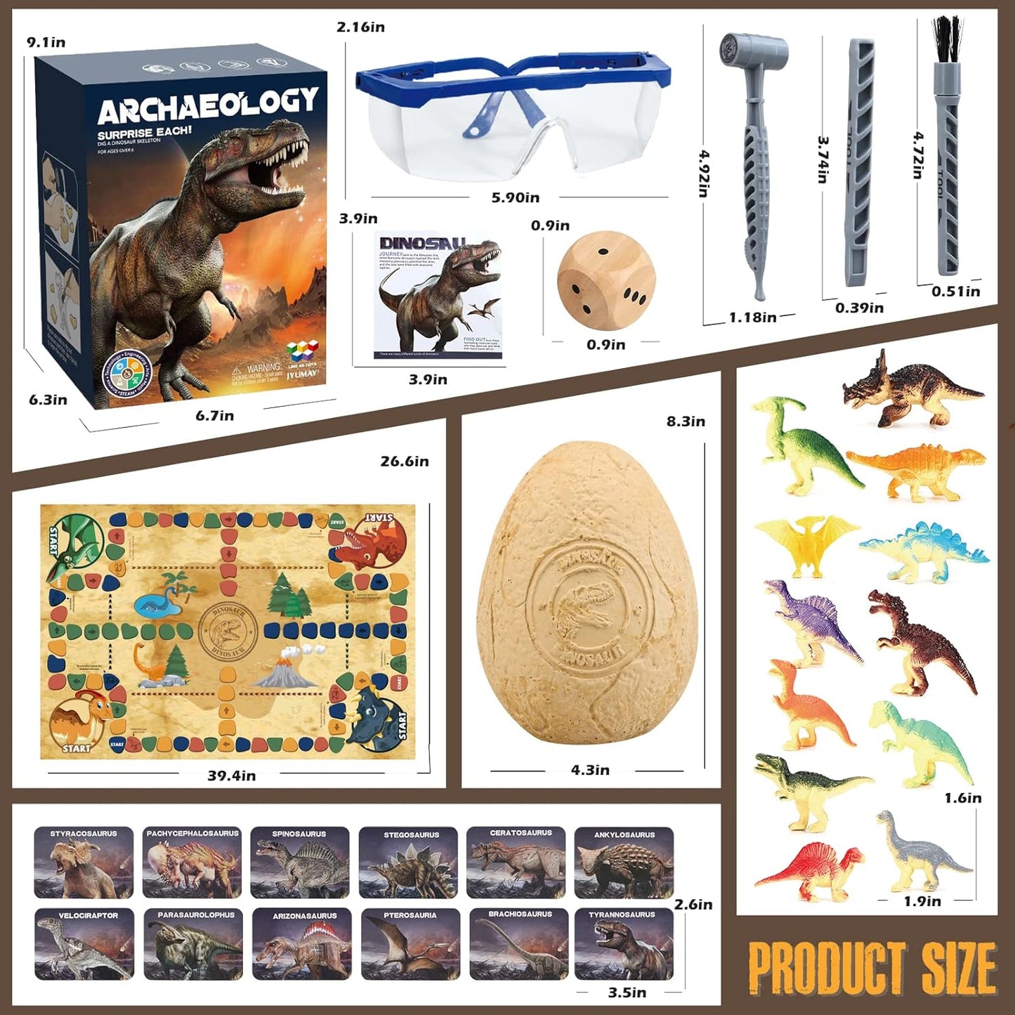 Jumbo Dino Egg Dig Kit, Dinosaur Toys for Kids 5-7, Dinosaur Eggs with 12 Dinosaurs inside, Dino Toy Outdoor Gift with Dinosaur Card, Dinosaur Egg Excavation for Kids Boys Girls Gift 6 and up year old