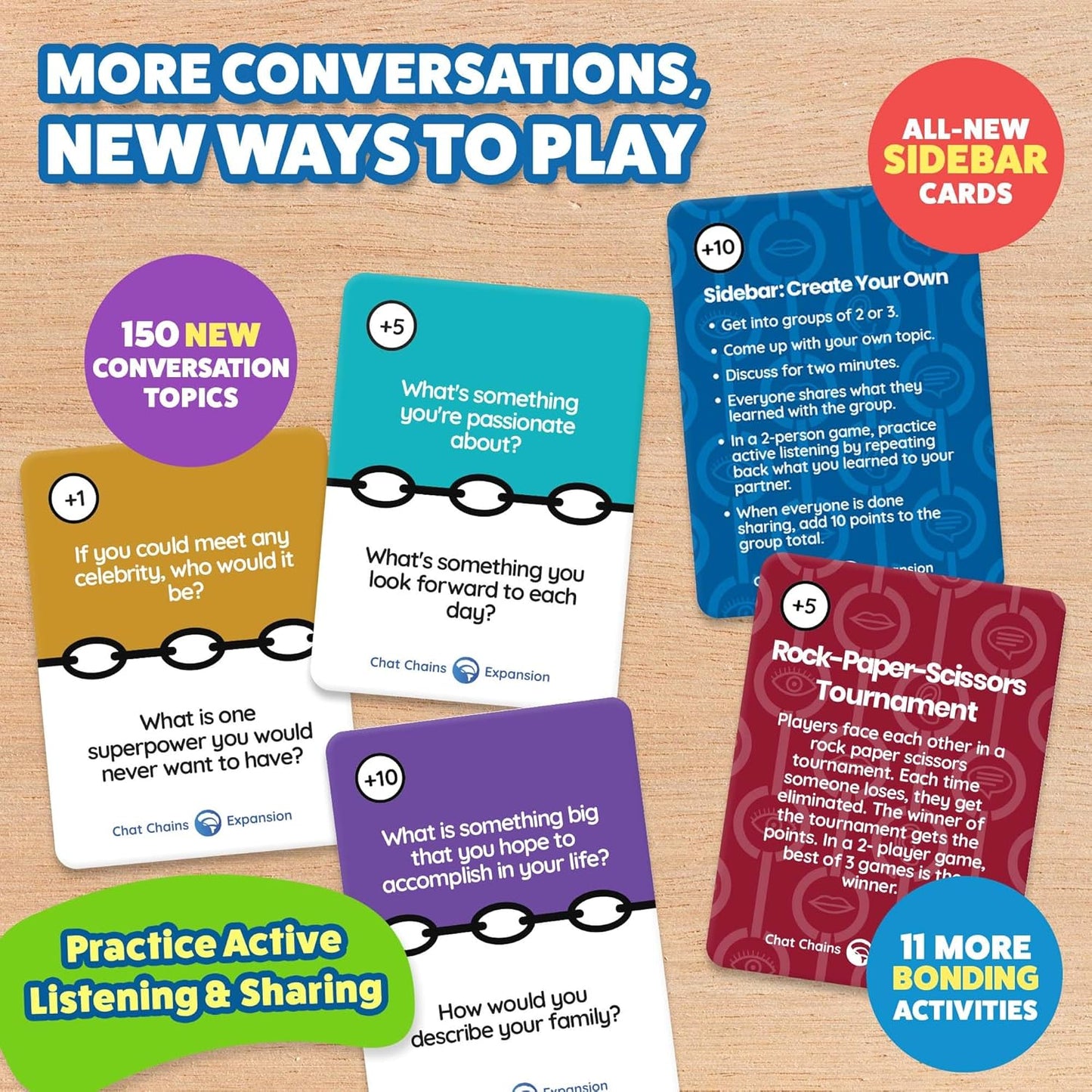 ThinkPsych Chat Chains - The Game That Connects Us | Social Skills Games | Therapy Games for Teens and Kids | Ages 8-99 | Therapy Conversation Cards | 15 Mins Playtime