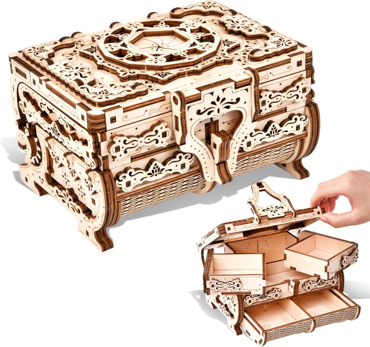 3D Wooden Puzzles Marble Run Chain Kit, Wood Creative Mechanical Puzzles Assembly Model Building Kits to Build for Adults & Kids, DIY Wooden Puzzle Hobbies Toys for Adults &Teens Gifts