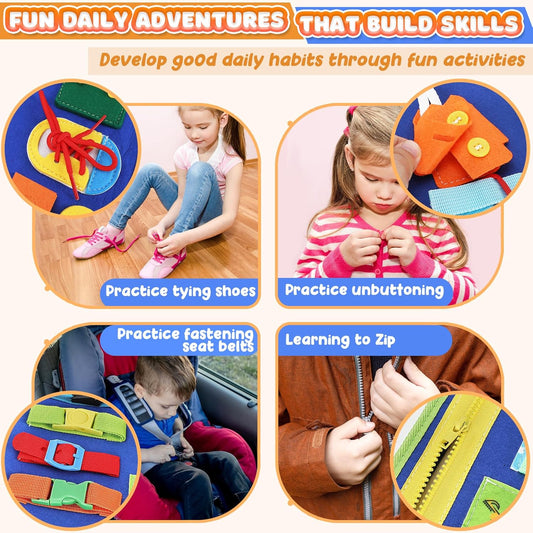 URMYWO Toddler Busy Board - Busy Book Montessori Toys Ages 3 and up - Preschool Learning Activities with Alphabet Number Animal, Educational Travel Toys Birthday Gifts for Kids