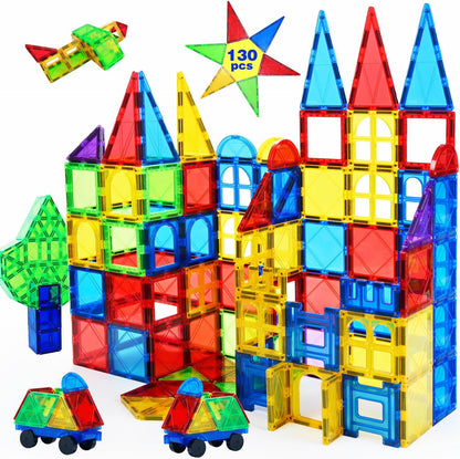 MAGBLOCK Magnetic Tiles Toys for Kids Magnet Building Tiles 100 Pcs Magnetic Blocks Preschool Building Sets Educational Toys for Toddlers Boys and Girls.